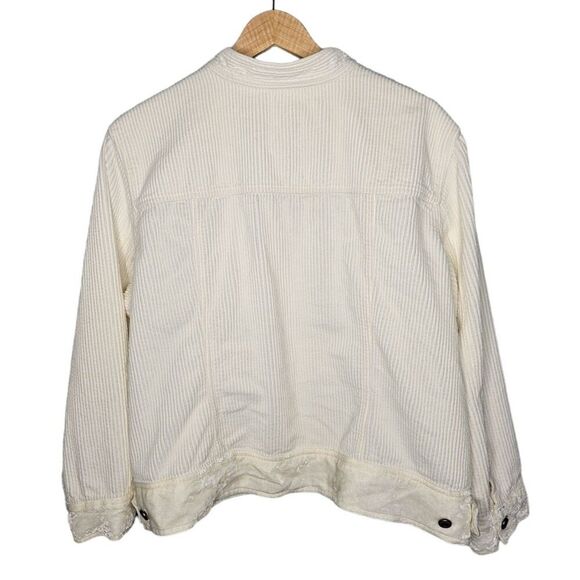 J JILL Woman Casual Corduroy Jacket Plus 3X Velvet Trim Button Up Winter White - Picture 6 of 7